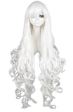 Free Shipping 100cm Synthetic Hair Long Curly White Blonde Pink Red Blue Brown Cosplay Wig Perruque
