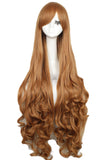 Free Shipping 100cm Synthetic Hair Long Curly White Blonde Pink Red Blue Brown Cosplay Wig Perruque