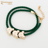 Children Minnie Mouse Metal Leather Bracelet Rope Fits for Charms NEW Braided Chain Rope Purple Color Clasp Bohemia Jewelry