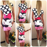 2016 Casual Party Night Club Dress Cartoon Army Minnie Mouse Military Camouflage Print Summer Bodycon Dress Robe Sexy Moulante
