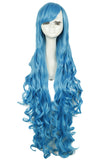 Free Shipping 100cm Synthetic Hair Long Curly White Blonde Pink Red Blue Brown Cosplay Wig Perruque