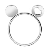 Min 30PCS  Mickey Heart Ears Silver  Mouse Silver Ring Fashion For Women Men Teens Best Bijoux