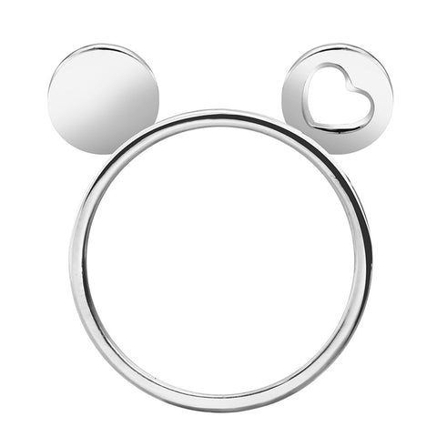 Min 30PCS  Mickey Heart Ears Silver  Mouse Silver Ring Fashion For Women Men Teens Best Bijoux
