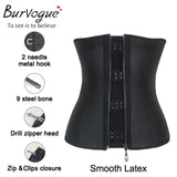 Burvogue Women Corset  Waist Corsets  Black Latex Zipper Underbust Corset Slimming 9 Steel Bone Body Shaper Corset