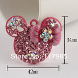 New 2014 40*34mm Pink Rhinestone Minnie Mickey Mouse Chunky Inspired Necklace Pendant 4th of July Patriotic for Sale 5pcs/lot