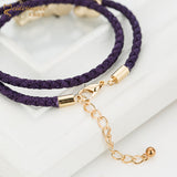 Children Minnie Mouse Metal Leather Bracelet Rope Fits for Charms NEW Braided Chain Rope Purple Color Clasp Bohemia Jewelry