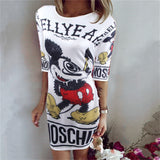 2016 Casual Party Night Club Dress Cartoon Army Minnie Mouse Military Camouflage Print Summer Bodycon Dress Robe Sexy Moulante
