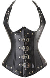 Summer Party Steampunk Hot Sale Steampunk Black Lace up Zip Faux Leather Cool Bustier Overbust Brocade Top Corset Size S-6XL