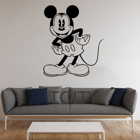 Black Wall Sticker Mickey Mouse Cartoon for Kids Room Decal Removable Vinyl Transfer Stencil Mural Home Nursery Decor