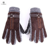 Stylish Mens Winter Gloves Guantes Black Coffee Khit Gloves For Male Luxury Leather Thermal Gloves Christmas