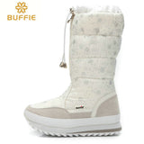 2016 new winter high women boots plush warm lady shoe plus size 35 to 41 easy wear zipper up girl white colour flower snow boots
