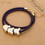 Children Minnie Mouse Metal Leather Bracelet Rope Fits for Charms NEW Braided Chain Rope Purple Color Clasp Bohemia Jewelry