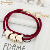 Children Minnie Mouse Metal Leather Bracelet Rope Fits for Charms NEW Braided Chain Rope Purple Color Clasp Bohemia Jewelry