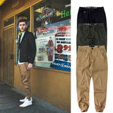Fashion--pure-color-beam-multi-pocket-casual-harem--khaki-green-pants-trousers-men-basic-ankle-tied-pants-Reducing--uk-fashion