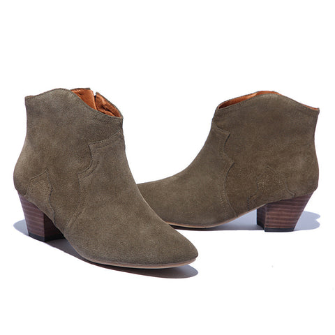 2016 Spring/Autumn Ankle Boots For Women Medium Heel 100% Genuine Nubuck Leather Women's Ankle Boot Fashion Short Martin Shoes