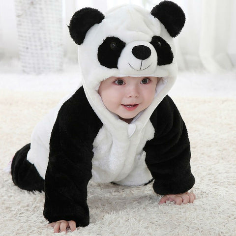 Free Shipping 2016 New Cute Animal Panda One Piece Long Sleeve Cotton Newborn Baby Romper Baby Costume Clothing Clothes