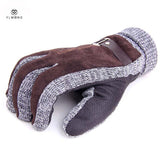 Stylish Mens Winter Gloves Guantes Black Coffee Khit Gloves For Male Luxury Leather Thermal Gloves Christmas
