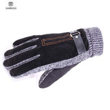 Stylish Mens Winter Gloves Guantes Black Coffee Khit Gloves For Male Luxury Leather Thermal Gloves Christmas