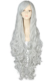 Free Shipping 100cm Synthetic Hair Long Curly White Blonde Pink Red Blue Brown Cosplay Wig Perruque