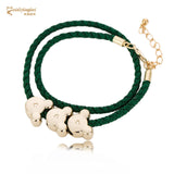 Children Minnie Mouse Metal Leather Bracelet Rope Fits for Charms NEW Braided Chain Rope Purple Color Clasp Bohemia Jewelry