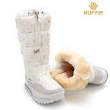 2016 new winter high women boots plush warm lady shoe plus size 35 to 41 easy wear zipper up girl white colour flower snow boots