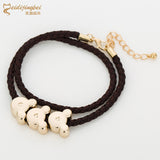 Children Minnie Mouse Metal Leather Bracelet Rope Fits for Charms NEW Braided Chain Rope Purple Color Clasp Bohemia Jewelry