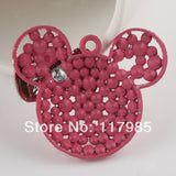New 2014 40*34mm Pink Rhinestone Minnie Mickey Mouse Chunky Inspired Necklace Pendant 4th of July Patriotic for Sale 5pcs/lot