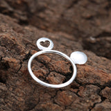 Min 30PCS  Mickey Heart Ears Silver  Mouse Silver Ring Fashion For Women Men Teens Best Bijoux