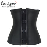 Burvogue Women Corset  Waist Corsets  Black Latex Zipper Underbust Corset Slimming 9 Steel Bone Body Shaper Corset