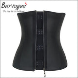 Burvogue Women Corset  Waist Corsets  Black Latex Zipper Underbust Corset Slimming 9 Steel Bone Body Shaper Corset