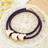 Children Minnie Mouse Metal Leather Bracelet Rope Fits for Charms NEW Braided Chain Rope Purple Color Clasp Bohemia Jewelry