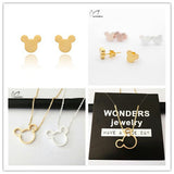 Trendy Bridal Stainless Steel Jewelry Sets Cute Cartoon Micky Charms Statement Necklace Minnie Mouse Earring For Women