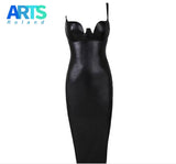 2016 Women Winter  pu leather dress BUSTIER PENCIL celebrity sexy bodycon party dresses nude pink red black kim kardashian dress