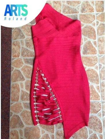 2016 Mulheres Sexy Vestido Sem Mangas Um ombro-Oco Out Cruz Preta Nu Bodycon vestido Da Atadura Da Celebridade Vestidos de Festa À Noite