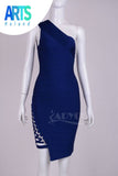 2016 Mulheres Sexy Vestido Sem Mangas Um ombro-Oco Out Cruz Preta Nu Bodycon vestido Da Atadura Da Celebridade Vestidos de Festa À Noite