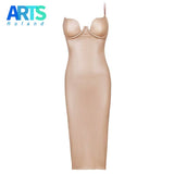 2016 Women Winter  pu leather dress BUSTIER PENCIL celebrity sexy bodycon party dresses nude pink red black kim kardashian dress