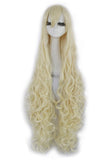 Free Shipping 100cm Synthetic Hair Long Curly White Blonde Pink Red Blue Brown Cosplay Wig Perruque